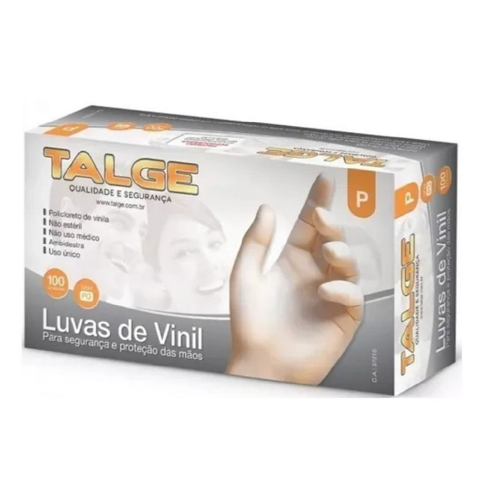 Luva de latex de vinil tam p c/100 talg